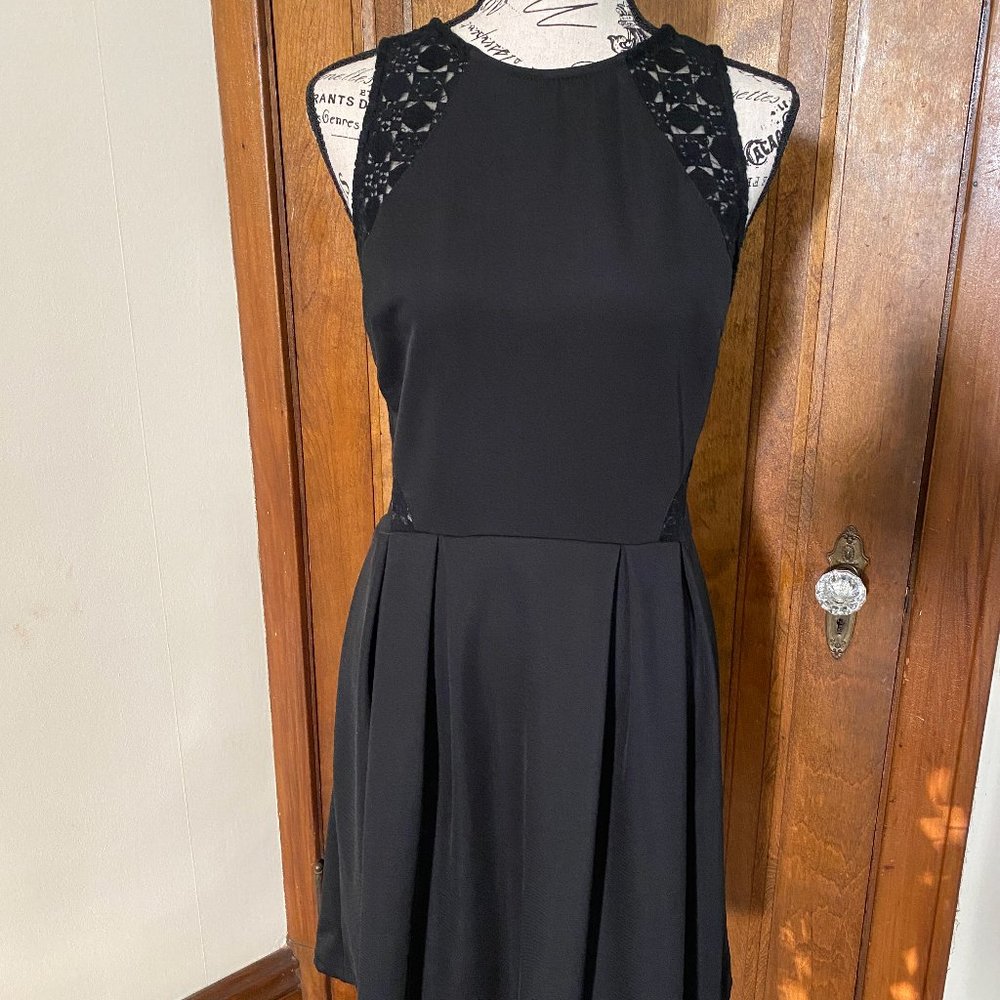 Francesca's black sleeveless dress w lace cutouts